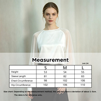 Chemisier en Soie Organza à Manches Lanterne pour Femme, Col Rond Raglan, Blanc Nacré, Satin Transparent, Chic et Élégant, Vente en Gros