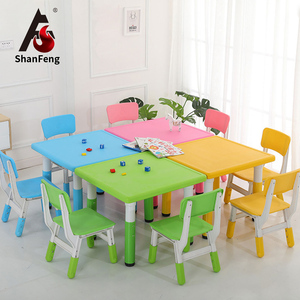 Mobilier de salle de classe pas cher prix maternelle enfants bureau et chaise ensemble école enfants en plastique Table carrée - Product Image 1