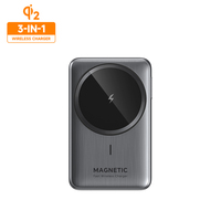 Vina 2025, cargador inalámbrico magnético portátil de aluminio, 15W, soporte de teléfono plegable 3 en 1, auricular PD de viaje con sobrecarga inteligente