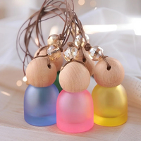 Vente chaude en gros givré coloré Mini 10ml vide rond voiture aromathérapie diffuseur bouteille en verre avec corde suspendue