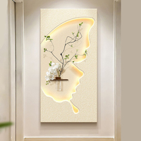 Plantes vertes hydroponiques modernes à éclairage LED Peinture d'art sur bois Multi-pièces Détection tactile Décoration murale facile à suspendre Peintures murales pour salle à manger