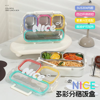 Boîte à bento en acier inoxydable 304 à 3 compartiments avec fourchette et cuillère 780 ml