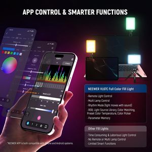<span class=keywords><strong>Neewer</strong></span> Vl67c <span class=keywords><strong>Rgb</strong></span> Cri97 2000mah support de chaussure froide comme lumière de caméra Selfie lumière avec contrôle de l'application 94 Led Portable pour téléphone - Product Image 5
