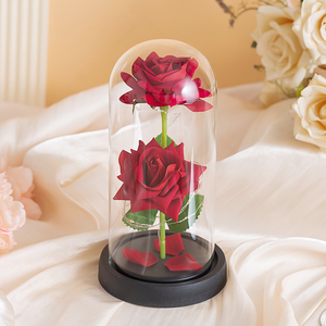Rose Stabilizzate Sotto Cupola di Vetro con Luci LED Colorate, Rosa Eterna in Cupola di Vetro per la Festa della Mamma e Matrimoni - Product Image 6