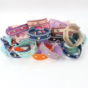 Handgemaakte Geweven Wrap Hart Vriendschap Verstelbare Armband Kwastje Gevlochten Touw Armband Voor Vrouwen Meisjes