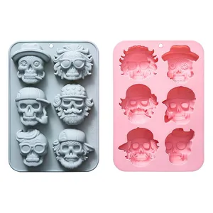 6 Cavity Assorted Skull Design Silicone <b>Cake</b> <b>Molds</b> Food-Grade Reusable Cute Silicone Magnetic Chocolate, Candy & Ice DIY <b>Mold</b> - Product Image 1