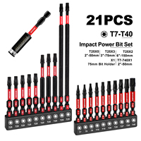 Entrepôt américain Stock 21 pièces/ensemble porte-embouts de tournevis magnétique T7-T40 Torx à impact antirouille S2 acier industriel ODM