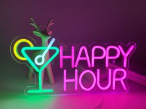 ป้ายไฟนีออน LED ปรับความสว่างได้ พร้อมสาย USB สำหรับตกแต่งค็อกเทล ป้ายไฟแฮปปี้ชั่วโมง ตกแต่งผนังห้องนอน ป้ายไฟอิเล็กทรอนิกส์สำหรับงานปาร์ตี้ ป้ายไฟโลโก้สำหรับใช้ภายในและภายนอกอาคาร - Product Image 5