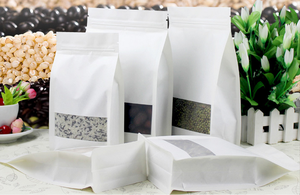 Bolsa cuadrada <span class=keywords><strong>de</strong></span> Papel Kraft <span class=keywords><strong>de</strong></span> fondo plano con ventana, bolsa Ziplock blanca para comida, <span class=keywords><strong>precio</strong></span> <span class=keywords><strong>de</strong></span> fábrica - Product Image 3
