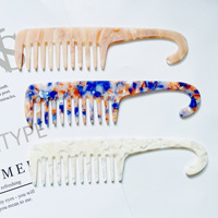 Peigne à cheveux à motif marbré avec dents larges, peigne à démêler, ne se casse pas facilement, peigne pour coiffer les cheveux lâches et bouclés