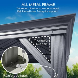 Double couche extérieure 12x20ft toit rigide auvent pavillon grande taille métal haut élégant <span class=keywords><strong>jardin</strong></span> patio Gazebo Pergola <span class=keywords><strong>pour</strong></span> arrière-cour - Product Image 6