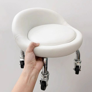 <b>Roller</b> Stool With Wheels Black Seat Chrome Frame For Home Cleaning And Shoe Changing - Product Image 3