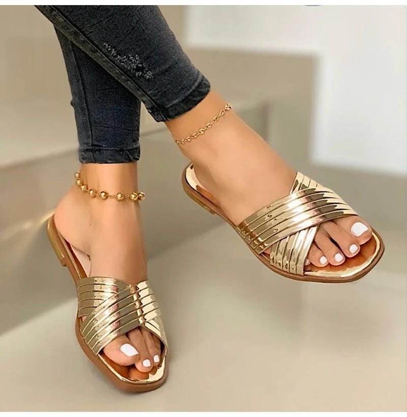 Summer Shoes Woman Sandals Flat Sandalias Mujer Thin Strips Gladiator Beach  Sandals Ladies Slides slipper