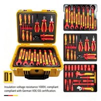 Ensemble d'outils isolés pour l'automobile, 46 pièces, avec clés à fourche et douilles, en acier au chrome-vanadium, certifié VDE et GS