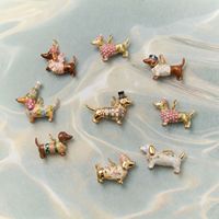Breloques mignonnes en cuivre en forme de chien teckel, pendentifs colorés de chiot de dessin animé pour la fabrication de colliers et de porte-clés DIY