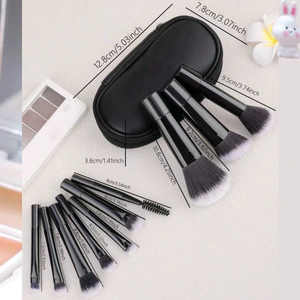 ชุดแปรงแต่งหน้า 10 ชิ้น หลากสี ด้ามสั้น แปรงปัดแก้ม แปรงคอนซีลเลอร์ แปรงแต่งหน้าพกพา พร้อมกล่อง PU - Product Image 2
