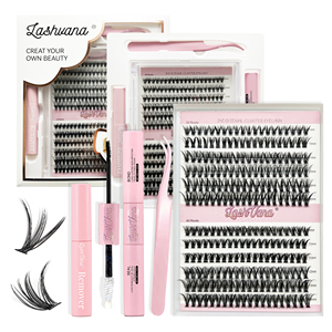 New Private Label Segment Eyelash With Glue and Tweezers DIY <strong>Cluster</strong> <strong>Lashes</strong> Kit Long Lasting <strong>Lash</strong> Extensions Diy <strong>Cluster</strong> - Product Image 1