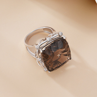 YBO vente en gros en argent Sterling 925 bague de mariage pour femme coussin en pierre naturelle avec Quartz fumé pour les fêtes