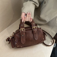 Nouveau Sac Moto Tendance au Design Niche Rétro Style Hot Girl, Sac à Main Polyvalent et Élégant en Polyester avec Fermeture Éclair