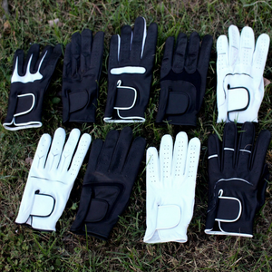 Guantes de Golf Profesionales, Múltiples Diseños, Blancos y Negros, Dedos Completos, Ligeros, Transpirables, Material de PU Perforado, Cierre de Gancho y Bucle - Product Image 1