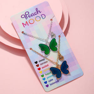 طقم 2 جديد مخصص للأطفال أفضل صديق إلى الأبد قلادة لطيفة من المينا قلائد صداقة فراشة هدية للفتيات - Product Image 4
