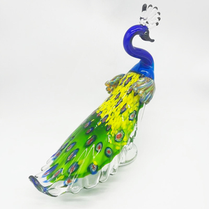 Tay thổi Murano thủy tinh con Công điêu khắc thanh lịch động vật trang trí nội thất thủy tinh thủ công nghệ thuật - Product Image 4