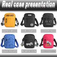 Bolso Bandolera Personalizado Negro Sublimado Unisex para Hombre y Mujer, Estilo Sacoche