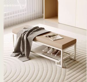 Zapatero integrado de estilo chino, Banco de entrada de cuero, gabinete de zapatos para el nuevo hogar, taburete de viento para mantequilla, otomanos para apartamento - Product Image 6