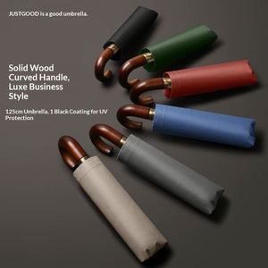 Paraguas Automático Plegable de Tres Secciones con Mango Arqueado de Madera, Premium, Vintage, Ligero, de Lujo, Resistente a Tormentas, para Hombre y Mujer - Product Image 4