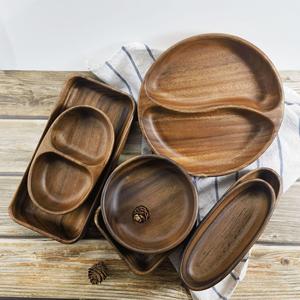Originality Custom Multi Shaped Acacia <strong>Wood</strong> Grid Tray for Home Dried Fruit Solid <strong>Wood</strong> Nut Dim Sum Dish <strong>Plate</strong> - Product Image 2