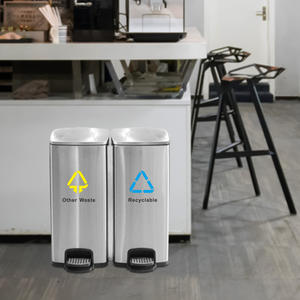 Cubo de <span class=keywords><strong>basura</strong></span> personalizado de acero inoxidable con <span class=keywords><strong>dos</strong></span> <span class=keywords><strong>compartimentos</strong></span>, cubo de <span class=keywords><strong>basura</strong></span> de cocina, cubo de <span class=keywords><strong>basura</strong></span> con Pedal, 60L - Product Image 5