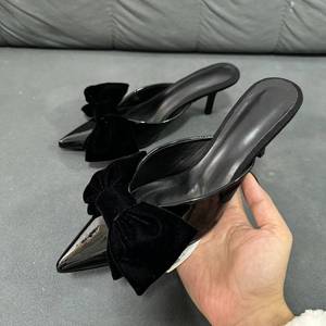 Sandalias de tacón bajo de 7 cm para mujer, tipo mule, con lazo - Product Image 2