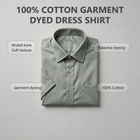 Chemise habillée pour homme 100 % coton, teinte en pièce, couleur vert sauge argenté, douce, style business décontracté, avec logo personnalisé, inspirée de la nature
