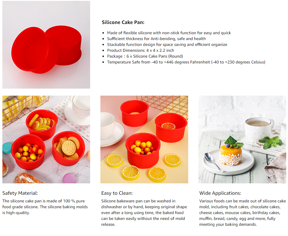 Set of Pcs Inch Round Baking Pan Non-Stick Silicone Baking