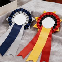 Ruban de récompense en satin 100% polyester imprimé feuille d'or ODM, multicolore, pour compétitions sportives, événements scolaires et concours.