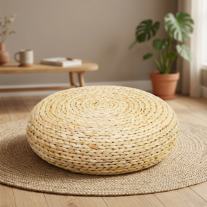 Cojín de Suelo de Ratán Hecho a Mano, Diseño Rústico Moderno, Otomana para Sala de Estar/Dormitorio, Decoración de Muebles para el Hogar, Taburete con Almacenamiento para Apartamento - Product Image 4