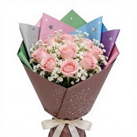 Papier d'emballage floral YZ en gros, scintillant, argenté, imperméable, recyclable, avec revêtement UV, pour bouquets et artisanat de fleuristes