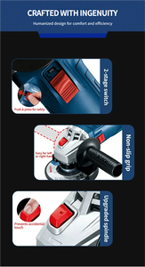 <span class=keywords><strong>Meuleuse</strong></span> d'angle industrielle sans balais 12 000 tr/min, contrôle par gâchette haute performance, découpe et meulage, double entrée d'air, soudage métal, 220V GS - Product Image 6
