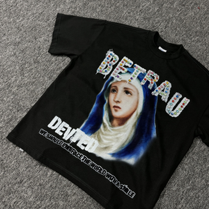 เสื้อยืดผู้ชายพิมพ์ลายเสื้อโอเวอร์ไซส์เปิดไหล่ว่างเปล่าเสื้อคอเสื้อแคบเข้ารูปแบบ100% - Product Image 6