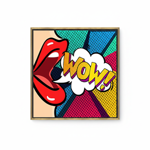 Superbe toile Pop Art : Impression de lèvres 'WOW' style graffiti urbain, TOILE ENCARTÉCHÉE DORÉE - Product Image 2