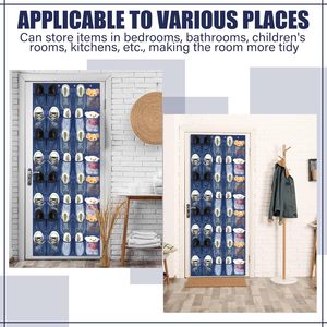 Organizador de zapatos colgante para puerta con 40 bolsillos, bolsillos de malla azul marino para armario, estante de almacenamiento detrás de la puerta - Product Image 6