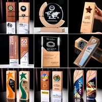 Trophée en cristal créatif, médaille, plaque d'honneur en bois massif, cadeau d'entreprise pour employé exceptionnel, réunion annuelle, souvenir