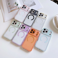 Coques de téléphone transparentes en TPU souple avec anneau magnétique coloré, design 2 en 1, antichoc, charge sans fil, pour 13 16 15 14 17 18 Pro Max