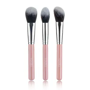 Vonira Synthetic Face Pink Sculpting Highlight Contour Blush Brush Set With Custom Private Label Makeup Brushes OEM