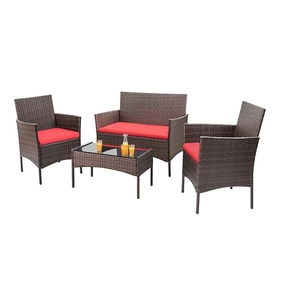 Homall Wicker Patio Chair Set 4 Pieces Outdoor and Indoor Garden Furniture Outdoor <b>Table</b> and Chair Set Direct Sale - Product Image 1