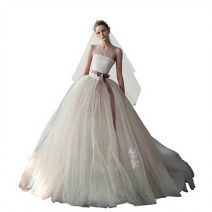 Vestido de Novia Francés sin Tirantes, Estilo Princesa, Largo hasta el Suelo, con Cristales y Cola Pequeña, Diseño Elegante, Venta Directa de Fábrica - Product Image 1