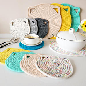 Tapis isolant rond en coton 18 cm, pour usage domestique, dessous de plat, dessous de verre, couleur unie, lavable à la main - Product Image 2