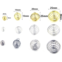 Collier pendentif Cage en fil d'acier plaqué or perles spiralées accessoires de fabrication de bijoux réutilisables avec support en pierre