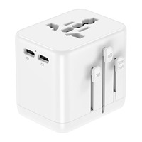 Cargador de Viaje Internacional USB GAN 2C1A de Tamaño Compacto, Enchufe Retráctil Múltiple y Adaptador de Viaje Universal AC