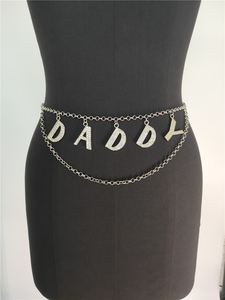 Vente en gros de chaîne de personnalité personnalisée avec breloques en forme de lettre initiale en argent avec strass en cristal de diamant chaîne de danse pour femmes - Product Image 3